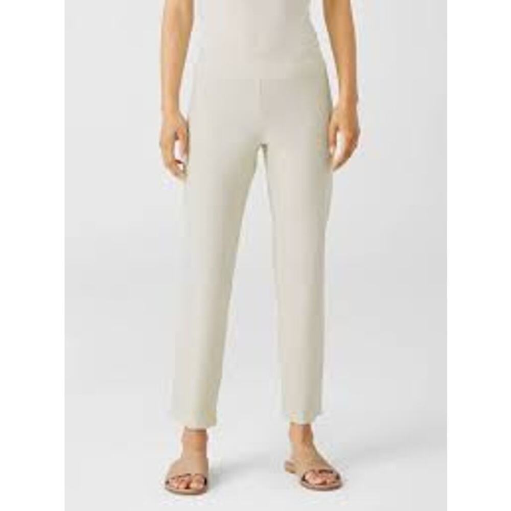 Eileen Fisher Washable Stretch Crepe Slim Ankle Pants Bone Comfort Womens Large